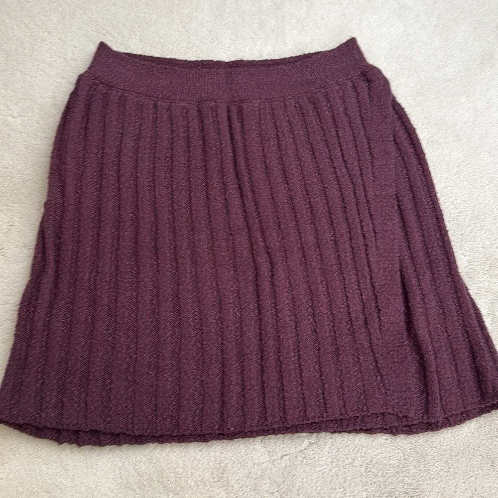 Free People Rosemary Cotton Blend Sweater Miniskirt Set in Plum Jam Size Medium - Picture 3 of 15
